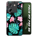 Tropical Leaves & Pink Flowers Poco M7 Pro 5G Glass Back Cover Online