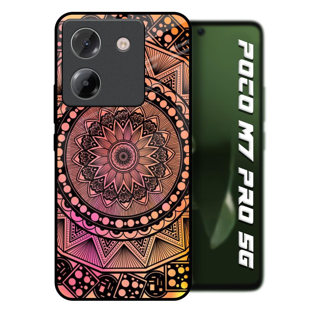 Floral Mandala Poco M7 Pro 5G Glass Back Cover Online