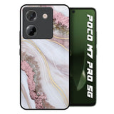 Pink & Gold Gllitter Marble Poco M7 Pro 5G Glass Back Cover Online