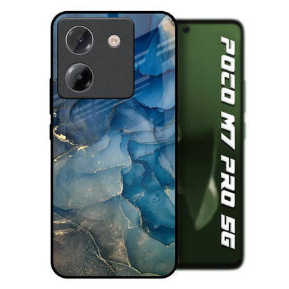 Blue Cool Marble Poco M7 Pro 5G Glass Back Cover Online
