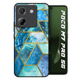 Turquoise Geometrical Marble Poco M7 Pro 5G Glass Back Cover Online