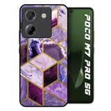 Purple Rhombus Marble Poco M7 Pro 5G Glass Back Cover Online