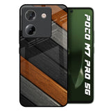 Tri Color Wood Poco M7 Pro 5G Glass Back Cover Online