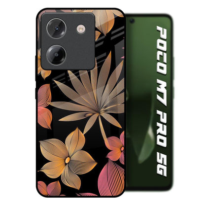 Lines Pattern Flowers Poco M7 Pro 5G Glass Back Cover Online