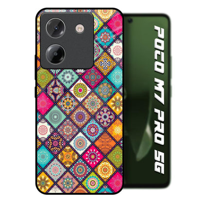 Multicolor Mandala Poco M7 Pro 5G Glass Back Cover Online
