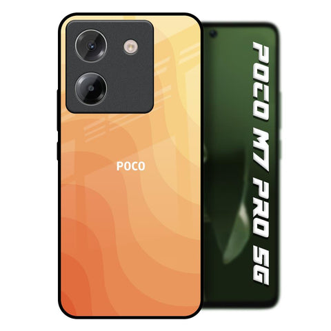 Orange Curve Pattern Poco M7 Pro 5G Glass Back Cover Online