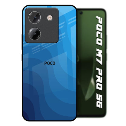 Blue Wave Abstract Poco M7 Pro 5G Glass Back Cover Online