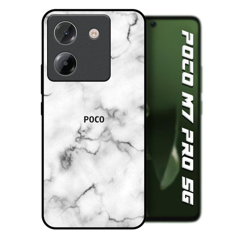 Satin White Marble Poco M7 Pro 5G Glass Back Cover Online