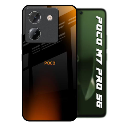 Orange Black Fusion Poco M7 Pro 5G Glass Back Cover Online