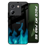 Teal Flames Poco M7 Pro 5G Glass Back Cover Online
