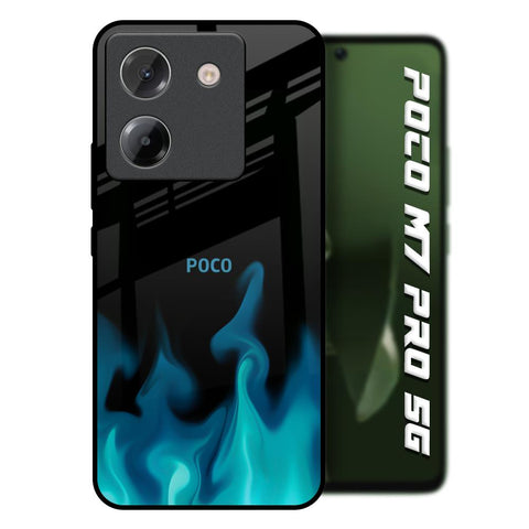 Teal Flames Poco M7 Pro 5G Glass Back Cover Online