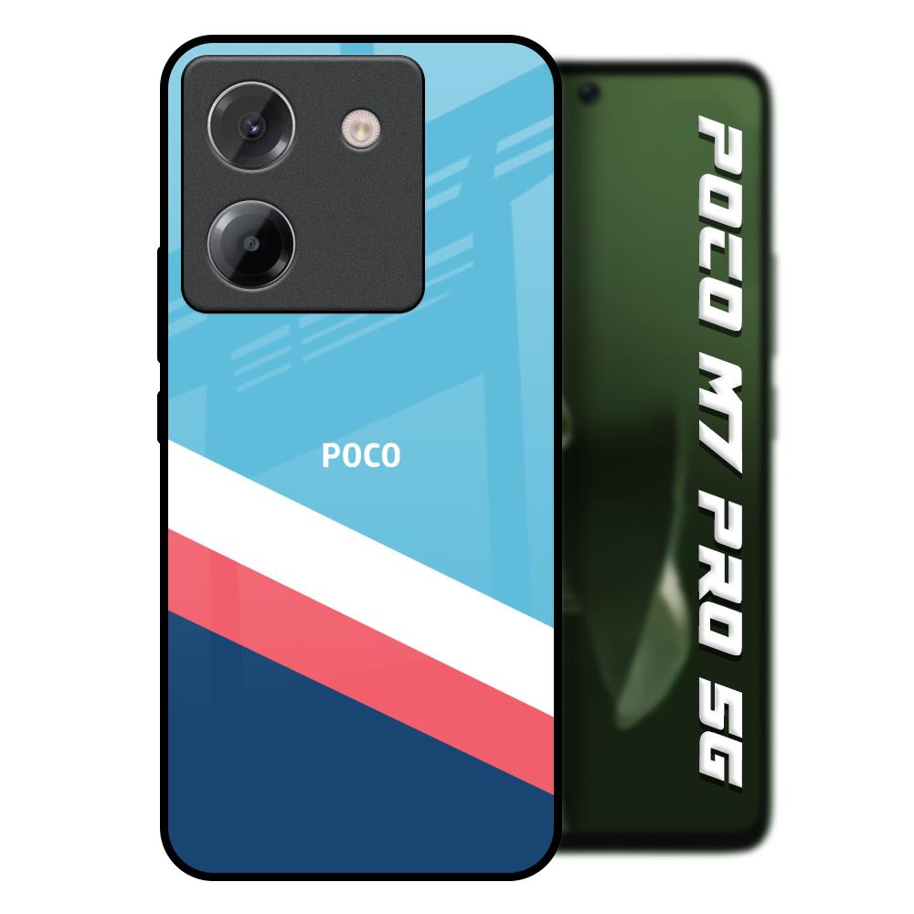 Pink & White Stripes Poco M7 Pro 5G Glass Back Cover Online