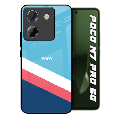Pink & White Stripes Poco M7 Pro 5G Glass Back Cover Online