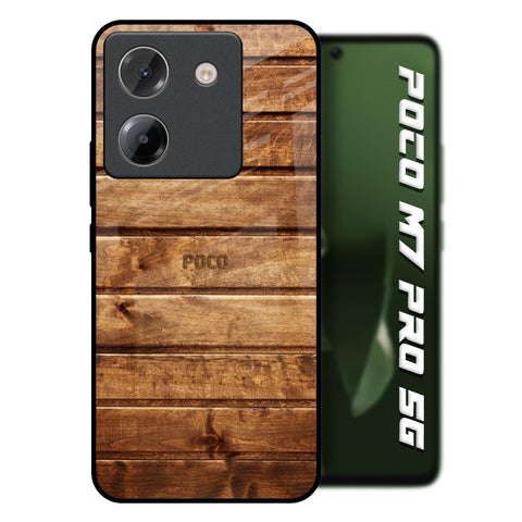 Wooden Planks Poco M7 Pro 5G Glass Back Cover Online