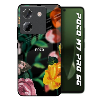 Flowers & Butterfly Poco M7 Pro 5G Glass Back Cover Online