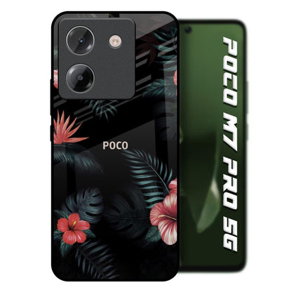 Tropical Art Flower Poco M7 Pro 5G Glass Back Cover Online
