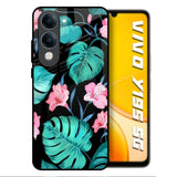 Tropical Leaves & Pink Flowers Vivo Y19s 5G Glass Back Cover Online
