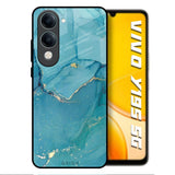 Blue Golden Glitter Vivo Y19s 5G Glass Back Cover Online