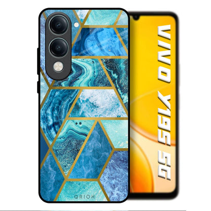 Turquoise Geometrical Marble Vivo Y19s 5G Glass Back Cover Online