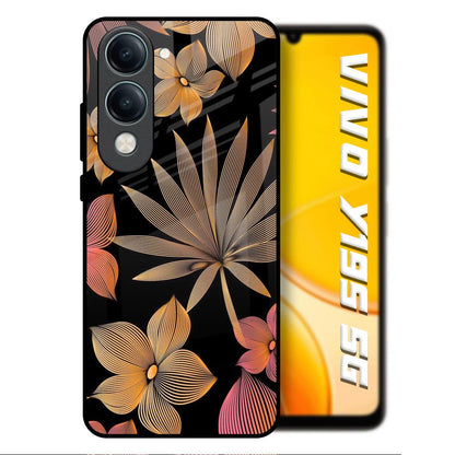 Lines Pattern Flowers Vivo Y19s 5G Glass Back Cover Online