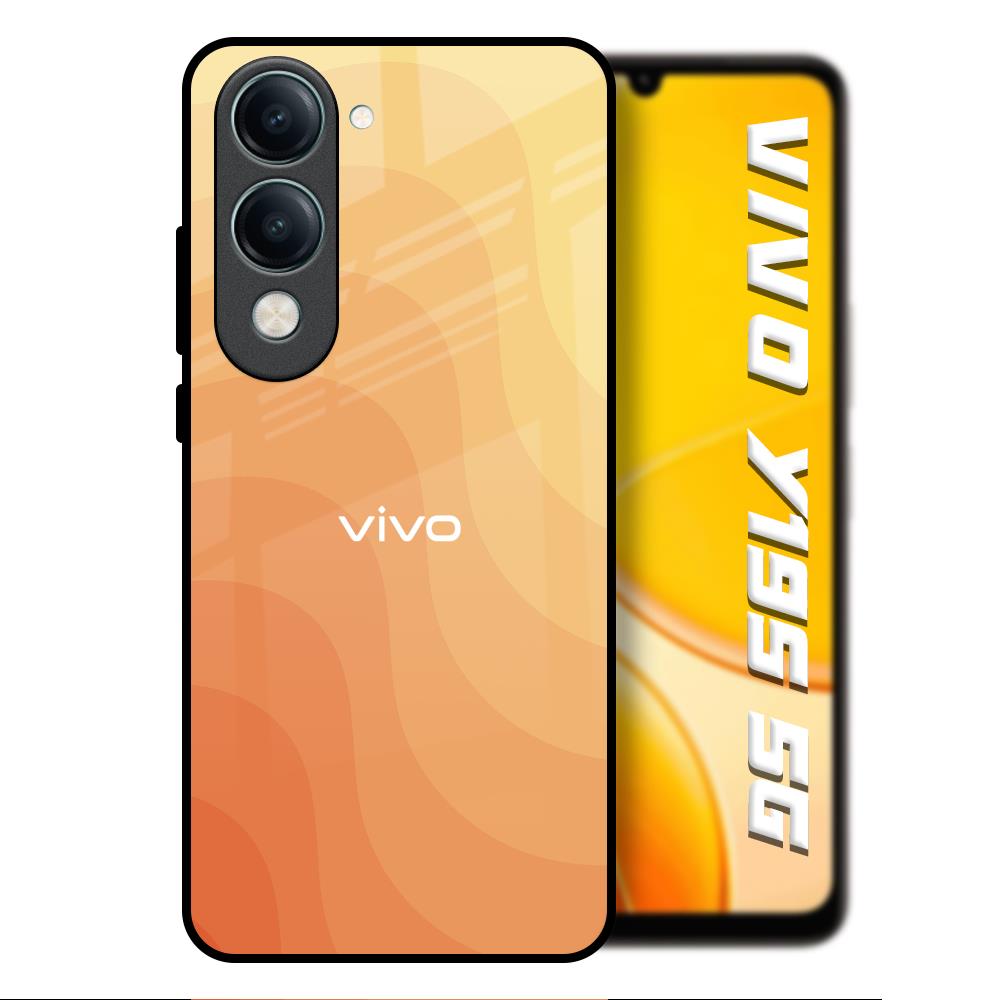 Orange Curve Pattern Vivo Y19s 5G Glass Back Cover Online