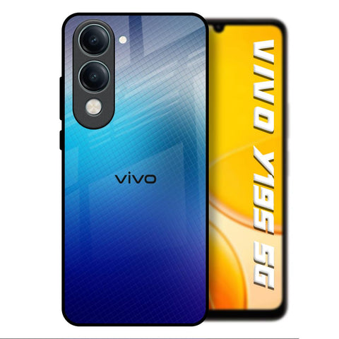 Blue Rhombus Pattern Vivo Y19s 5G Glass Back Cover Online