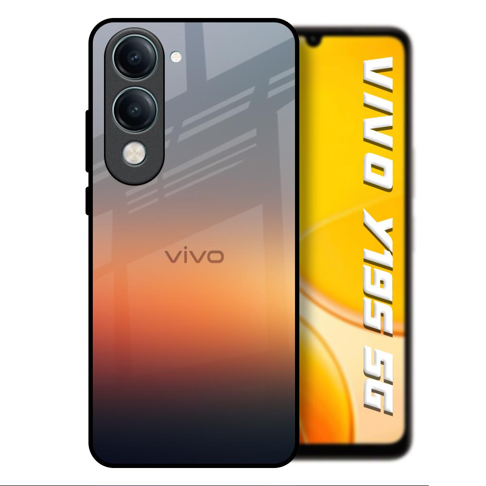 Aesthetic Orange Vivo Y19s 5G Glass Back Cover Online