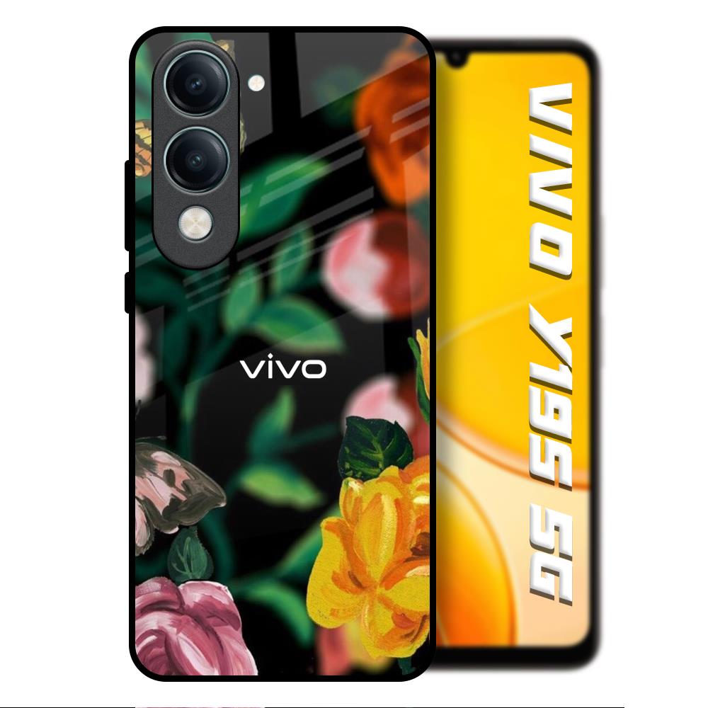 Flowers & Butterfly Vivo Y19s 5G Glass Back Cover Online