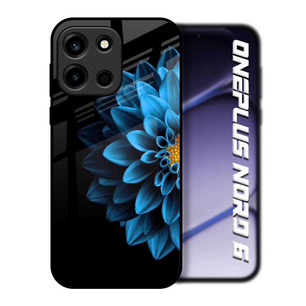 Half Blue Flower OnePlus Nord 6 Glass Back Cover Online
