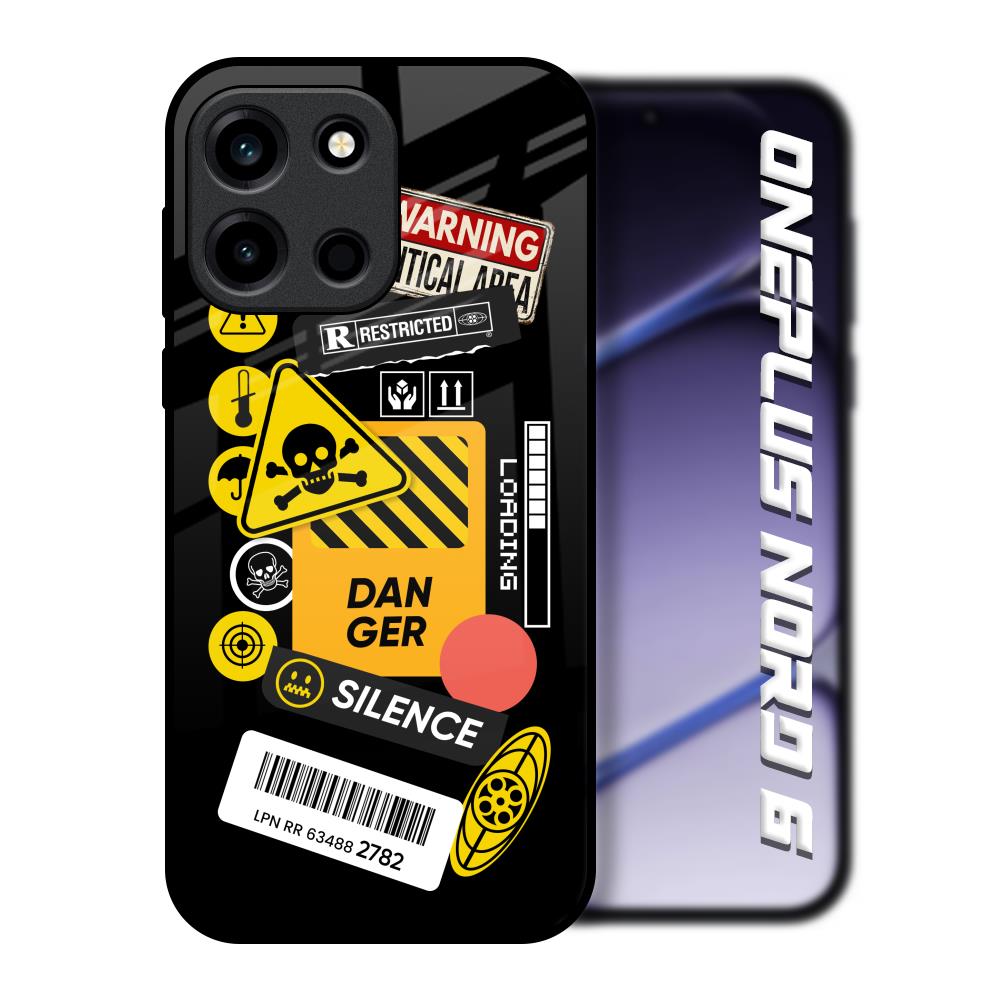 Danger Signs OnePlus Nord 6 Glass Back Cover Online