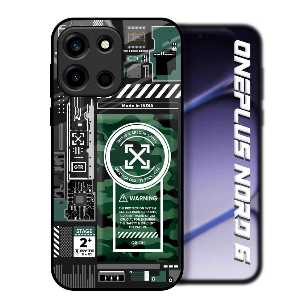 Green Camo Circuit OnePlus Nord 6 Glass Back Cover Online