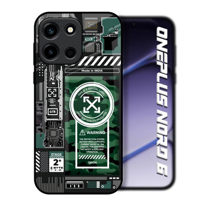 Green Camo Circuit OnePlus Nord 6 Glass Back Cover Online