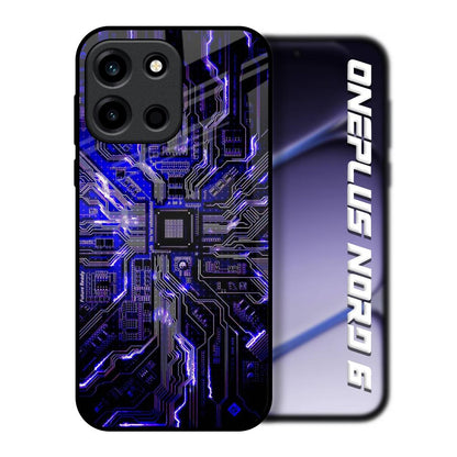 Techno Color Pattern OnePlus Nord 6 Glass Back Cover Online