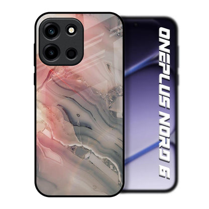 Pink And Grey Marble OnePlus Nord 6 Glass Back Cover Online