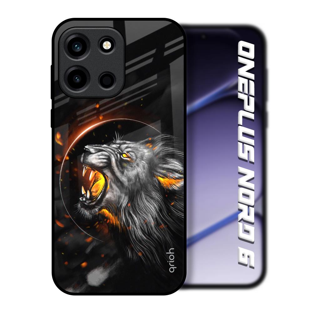 Aggressive Lion OnePlus Nord 6 Glass Back Cover Online