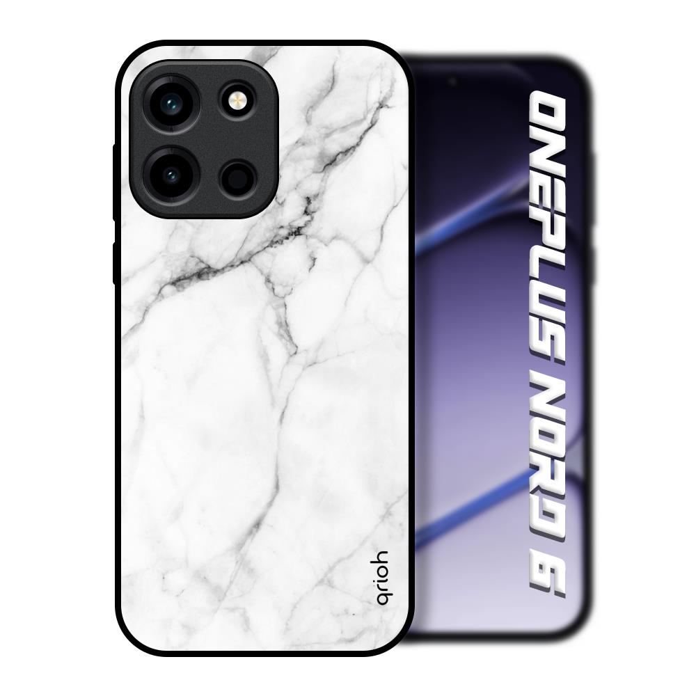 Modern White Marble OnePlus Nord 6 Glass Back Cover Online