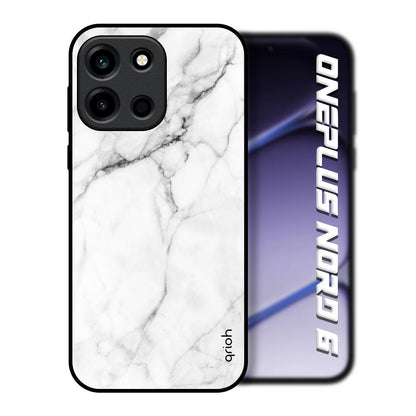 Modern White Marble OnePlus Nord 6 Glass Back Cover Online