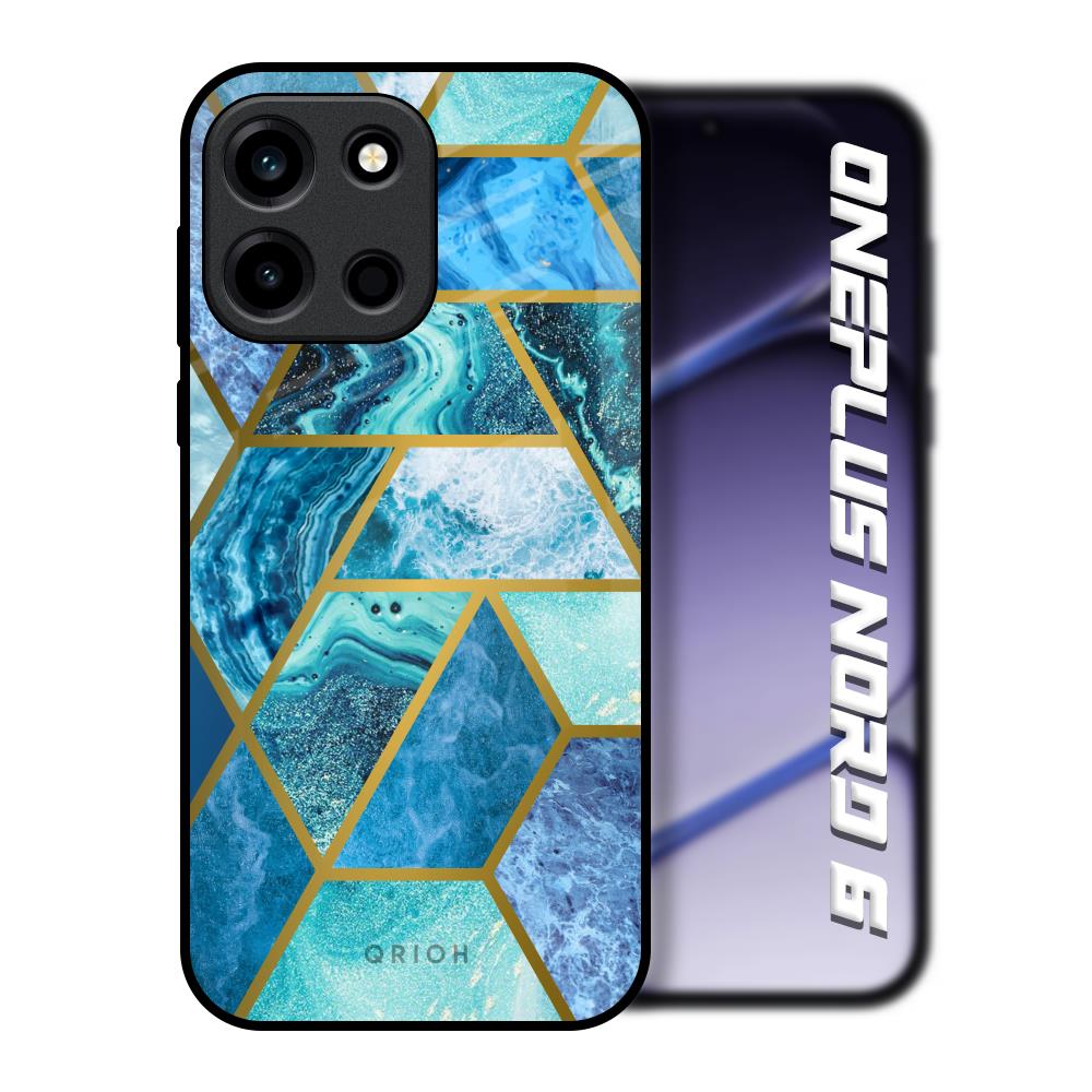 Turquoise Geometrical Marble OnePlus Nord 6 Glass Back Cover Online