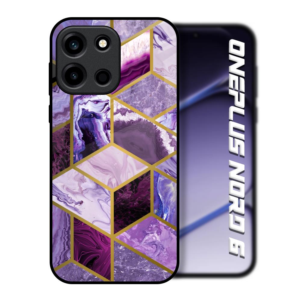 Purple Rhombus Marble OnePlus Nord 6 Glass Back Cover Online