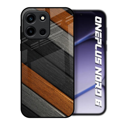 Tri Color Wood OnePlus Nord 6 Glass Back Cover Online
