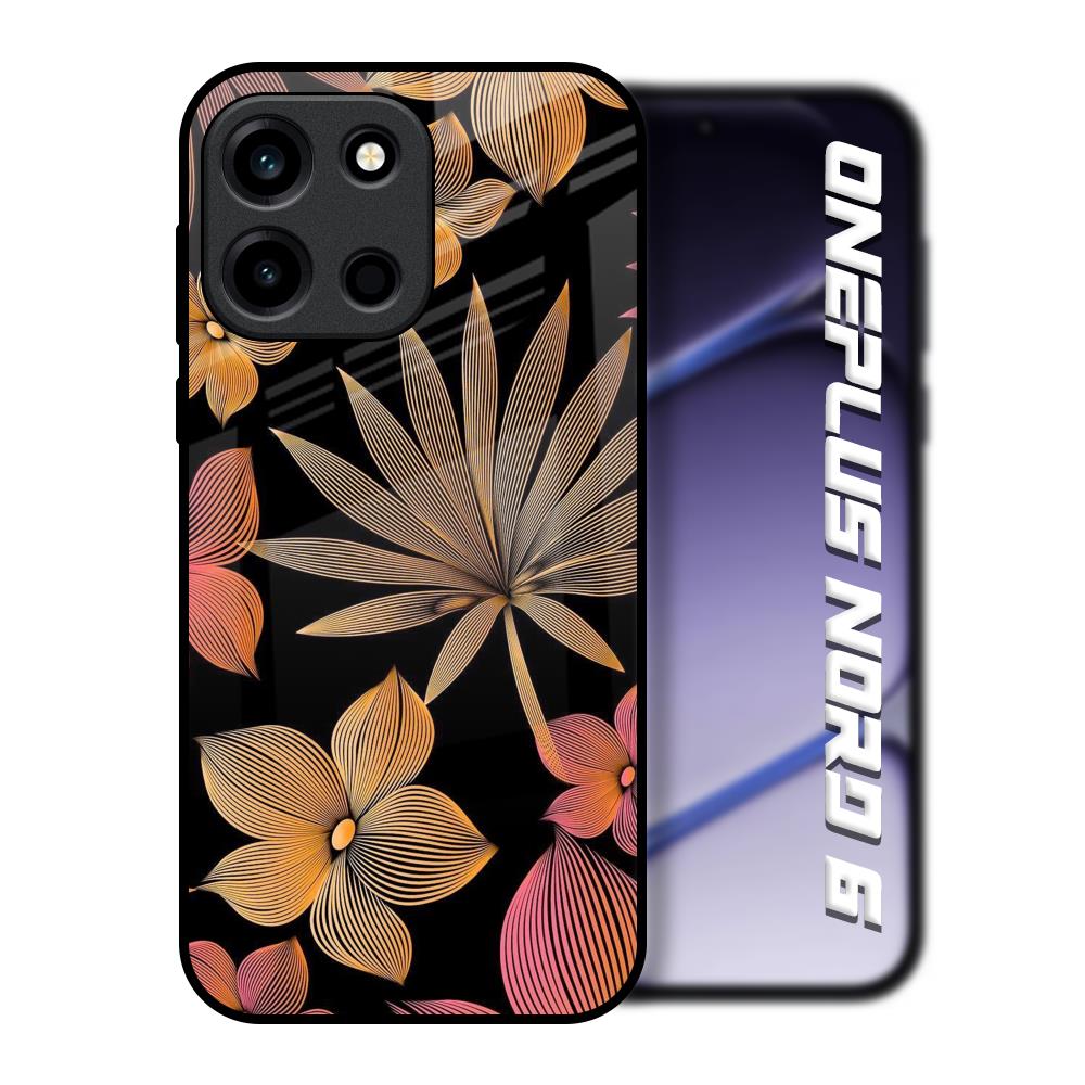 Lines Pattern Flowers OnePlus Nord 6 Glass Back Cover Online