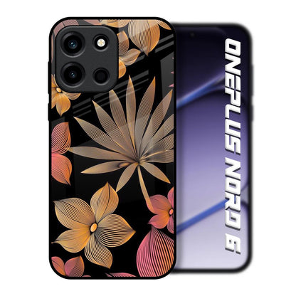 Lines Pattern Flowers OnePlus Nord 6 Glass Back Cover Online