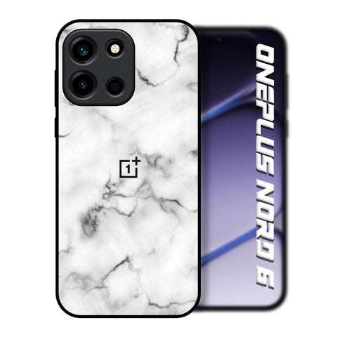 Satin White Marble OnePlus Nord 6 Glass Back Cover Online