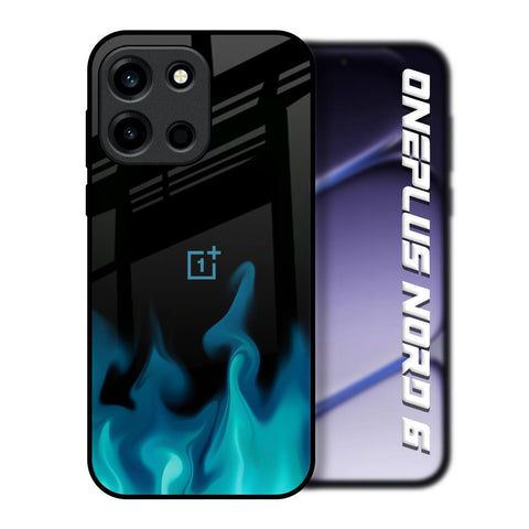 Teal Flames OnePlus Nord 6 Glass Back Cover Online