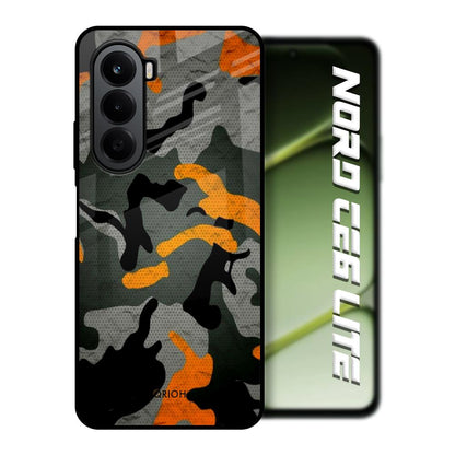 Camouflage Orange OnePlus Nord CE6 lite Glass Back Cover Online