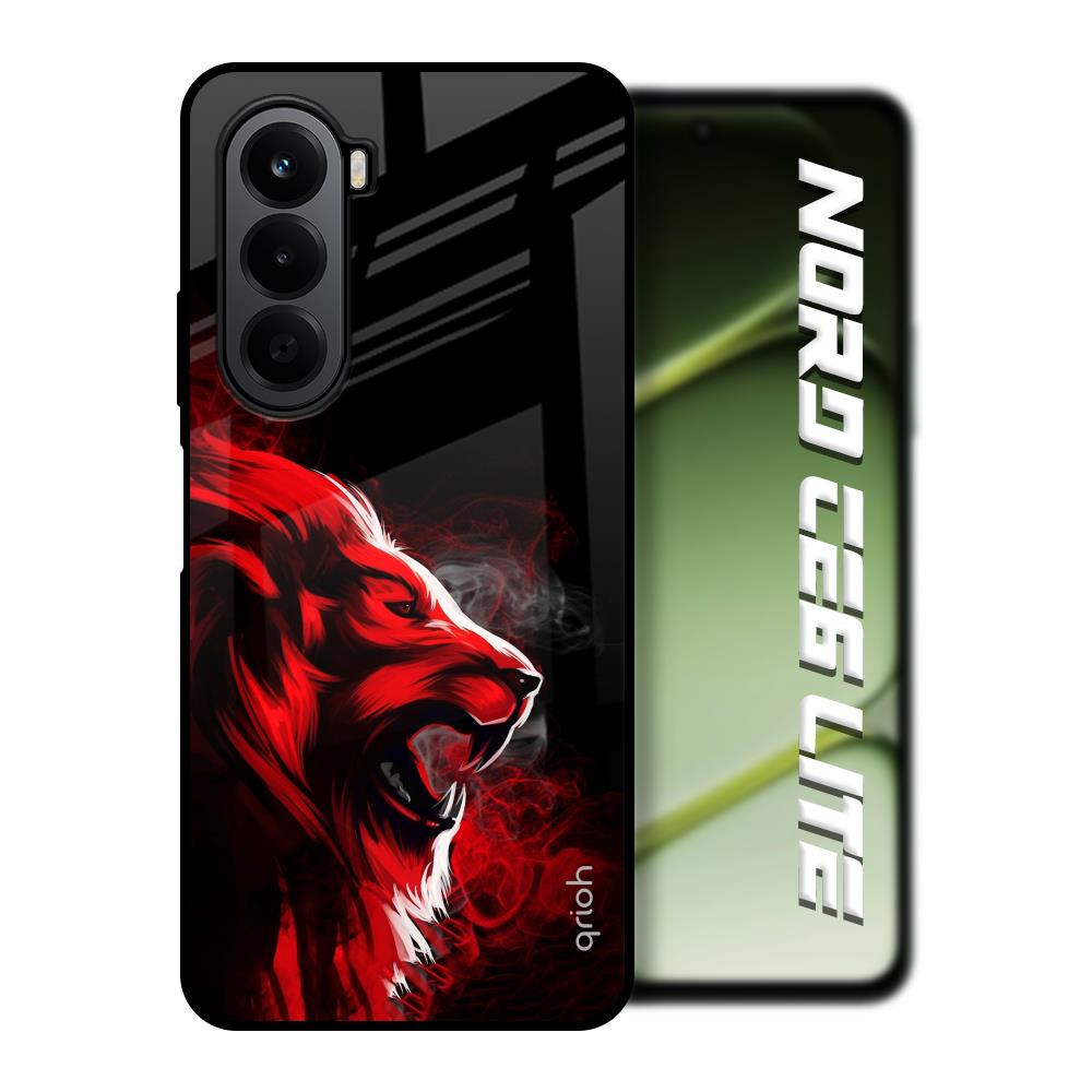 Red Angry Lion OnePlus Nord CE6 lite Glass Back Cover Online