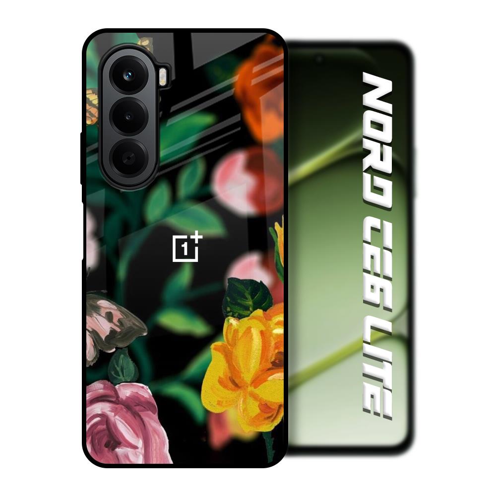 Flowers & Butterfly OnePlus Nord CE6 lite Glass Back Cover Online