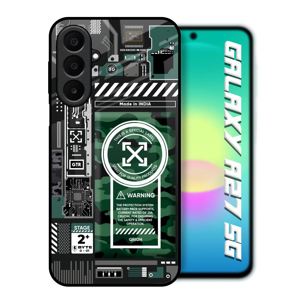 Green Camo Circuit Samsung Galaxy A27 5G Glass Back Cover Online