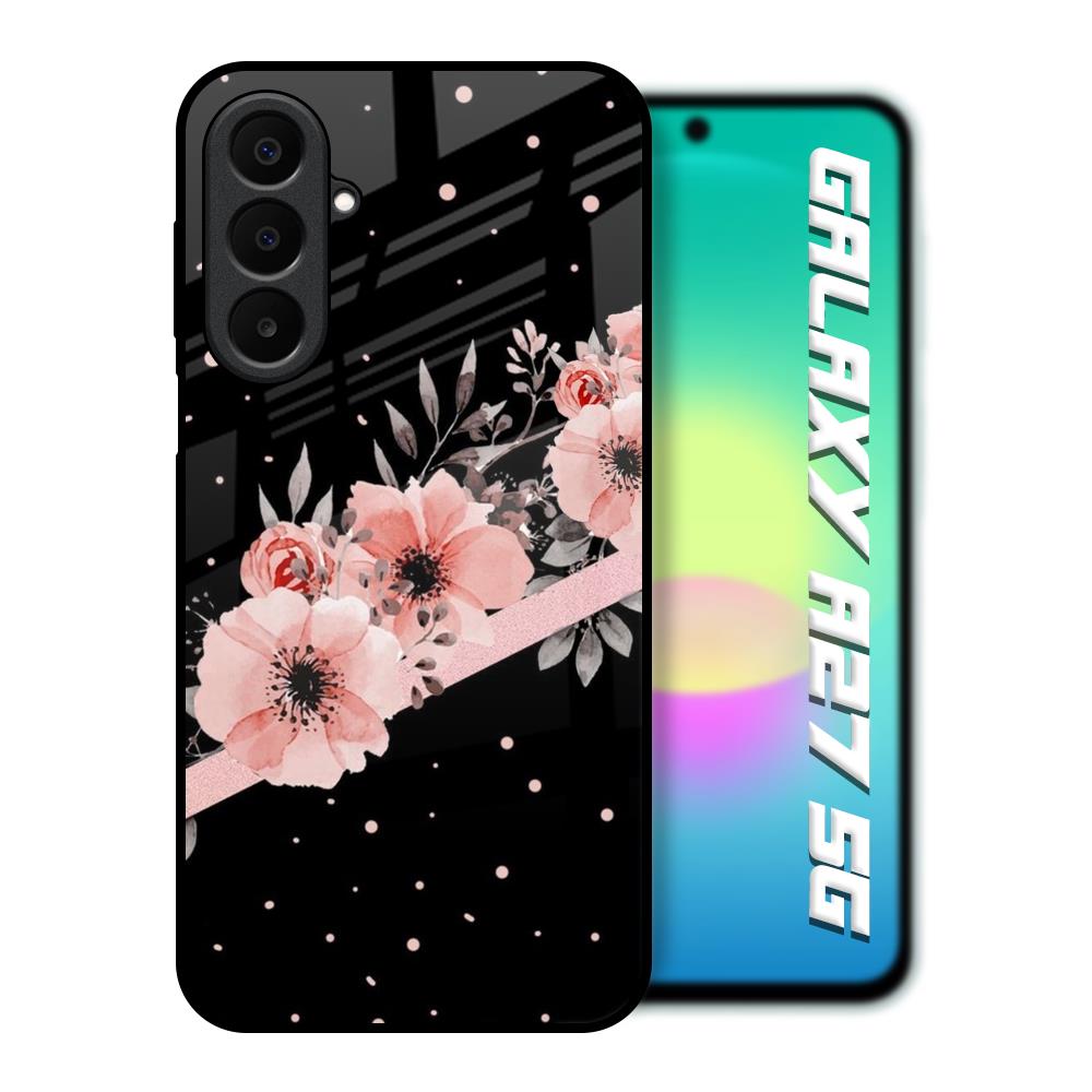 Floral Black Band Samsung Galaxy A27 5G Glass Back Cover Online