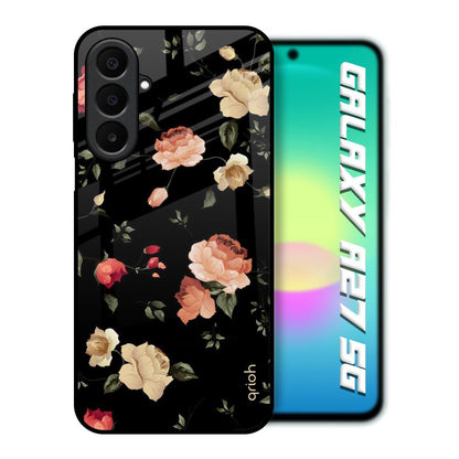 Black Spring Floral Samsung Galaxy A27 5G Glass Back Cover Online